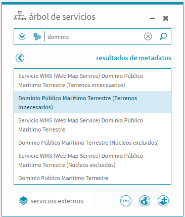 Resultados de la búsqueda por metadatos